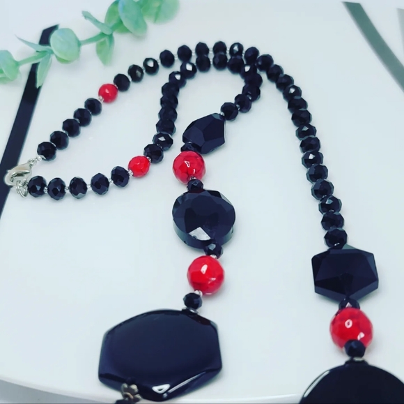 Black agate beads necklace - Picture 3 of 4